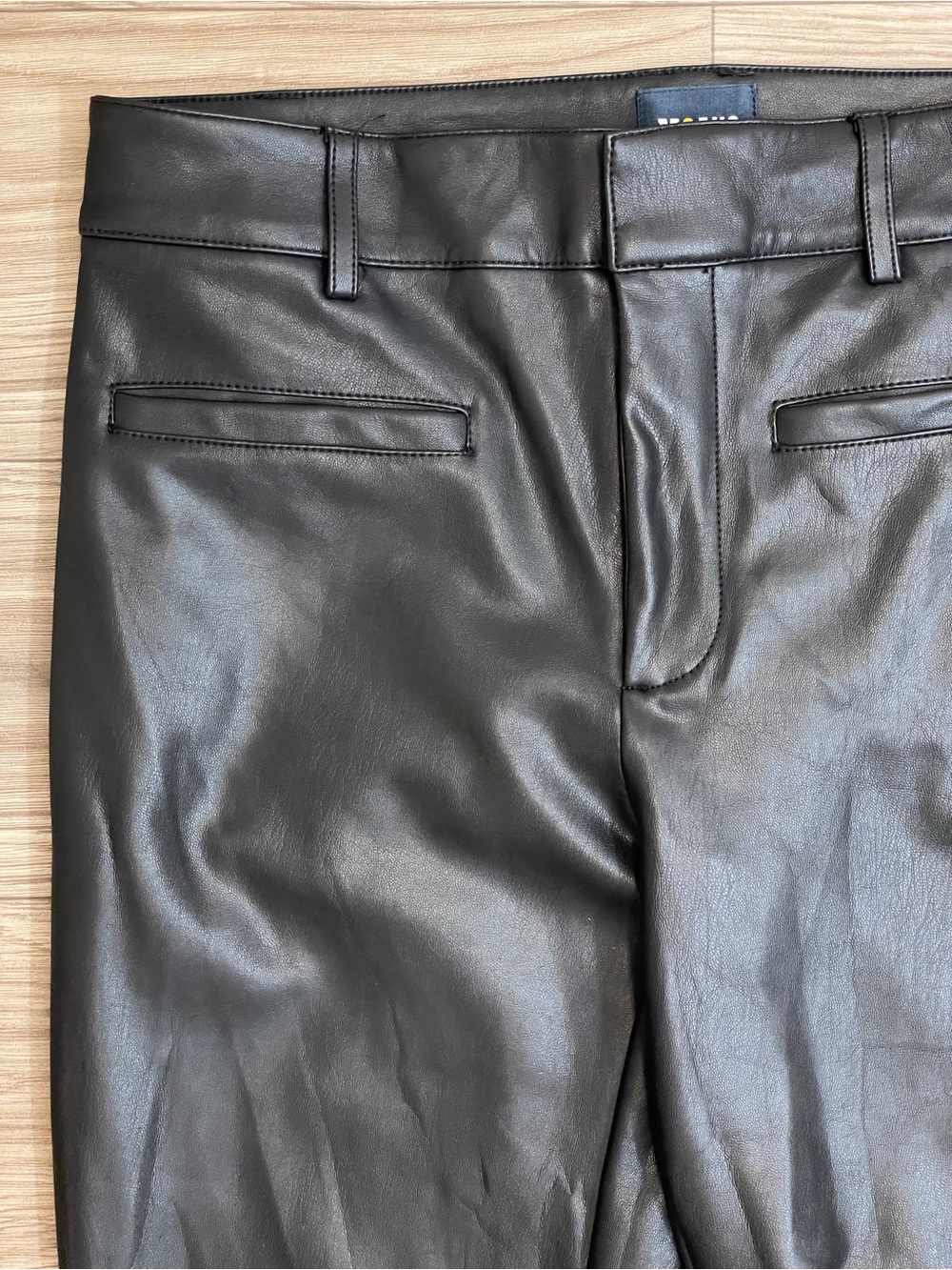 Maeve by Anthropologie Black Faux Leather High Waisted Kick Crop Pants - Picture 6 of 15